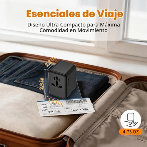 Vista 5 de CC Store Adaptador de viaje universal con 3 puertos USB-C y 2 USB-A 17.5W Negro-17.5W