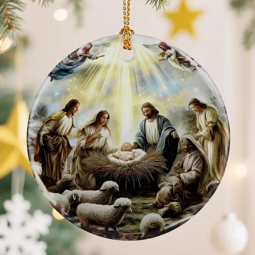 Vista 9 de Adorno de Cruz Católica, Adornos de Navidad Cristianos, Adornos de Árbol de Navidad, Decoración Religiosa de Vacaciones Regalos para Cristianos