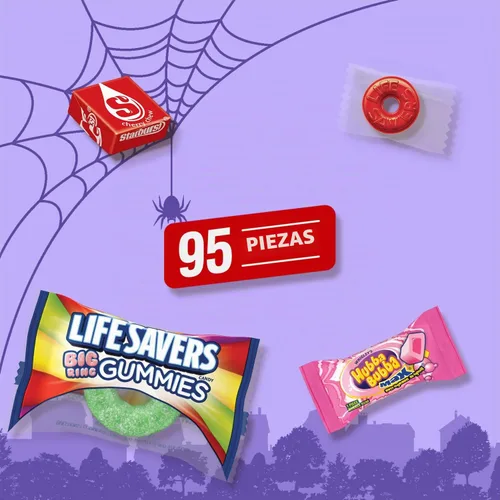 Vista 4 de Starburst, Life Savers, Hubba Bubba y Life Savers - Gomitas de caramelo de Halloween, mezcla surtida, masticables, de chicle de burbujas y caramelos