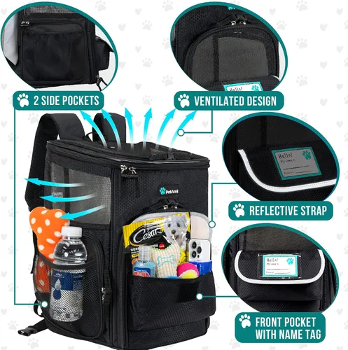 Vista 4 de PetAmi Mochila transportadora para perros, mochilas para gatos aprobadas por aerolíneas para transportar gatos pequeños y grandes, mochila