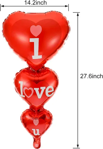 Vista 4 de 20 + 2 globos con texto en inglés "I Love You", globos de corazón, decoraciones del día de San Valentín e idea de regalo para él o ella