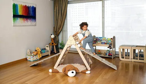Vista 2 de Montessori Triángulo de escalada Marco de escalada interior de madera para niños y niños pequeños Estructura de escalada Montessori Triángulo