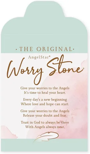 Vista 3 de Courage Angel Worry Stone, 1.5 pulgadas de alto x 1.5 pulgadas de ancho, blanco