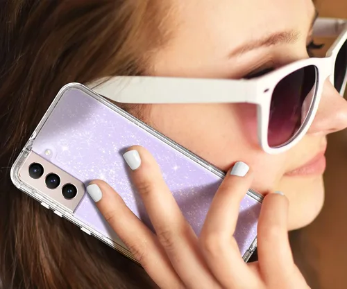 Vista 8 de Funda protectora completa con purpurina para Galaxy S22 Plus - Híbrido resistente, a prueba de golpes, transparente, brillante