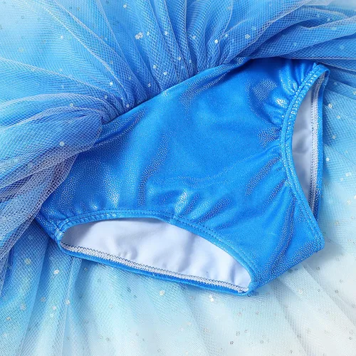 Vista 9 de EQSJIU Ballet Leotard with Tutu Skirt for Girls Dance Gymnastics Toddlers Sparkly Snowflake Party Dress Outfit Kids