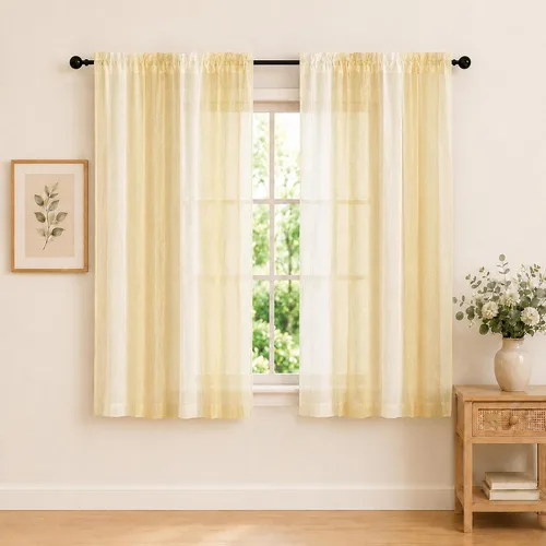 Vista 13 de OWENIE Cortinas transparentes degradadas para dormitorio, sala de estar, 96 Morado y dorado
