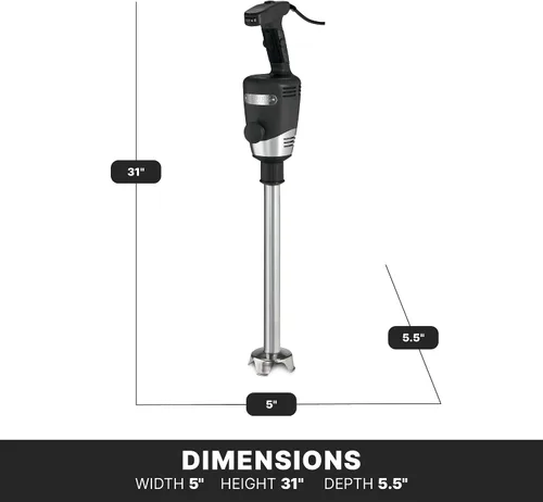 Vista 5 de Waring Commercial Big Stix batidora de inmersión con eje desmontable, Negro/Plateado