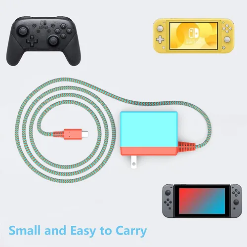 Vista 7 de Cargador Nintendo Switch, cable adaptador de CA de 39 W, cable de alimentación para controlador OLED Switch Lite, accesorios de alimentación USB