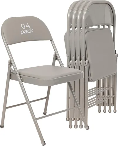 Vista 17 de Juego de 4 Sillas Plegables Tapizadas en Negro - Cómodas Sillas Apilables Portátiles para Interior y Exterior, Eventos, Fiestas, Oficina, Boda Negro