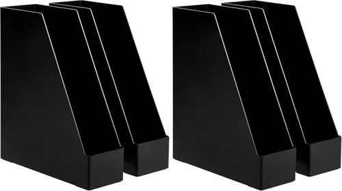 Vista 9 de Amazon Basics - Organizador de escritorio de plástico, revistero, color negro, paquete de 2