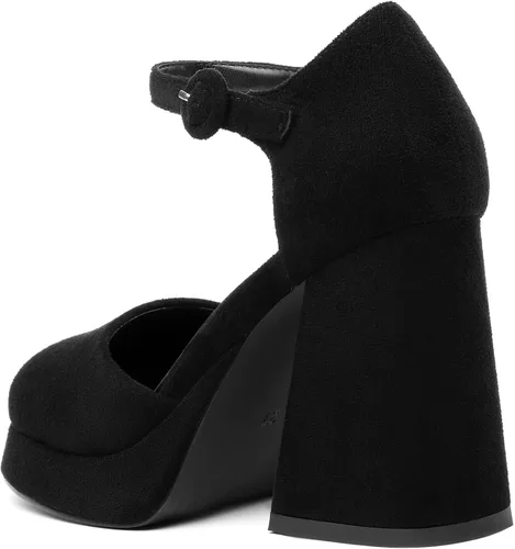 Vista 5 de Joseywade Plataforma Mary Janes - Zapatos de tacón grueso para mujer, puntera redonda cerrada, correa de tobillo de 4 pulgadas, zapatos de tacón alto