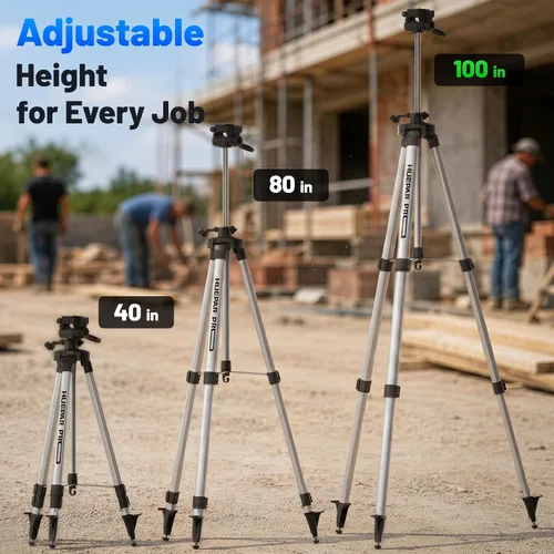 Vista 6 de Huepar Pro PT250 100-Inch Laser Level Tripod, 1/4"-20 & 5/8"-11 Mounts