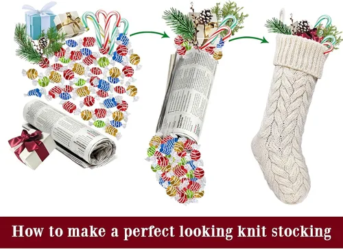 Vista 5 de Calcetines de Navidad, paquete de 3 unidades de 18 pulgadas, de gran tamaño, punto trenzado, rústico, decoraciones personalizadas para decoración