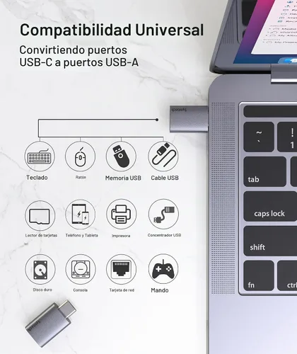 Vista 4 de Adaptador Syntech USB C a USB (paquete de 2), 10Gbps USB3.2 Gen 2 encajado lado a lado, adaptador tipo C macho a A 3.2 hembra compatible con iPhone