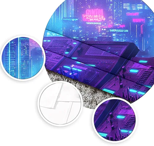 Vista 3 de Cyberpunk - Cortinas para dormitorio, cortinas retro de los años 80, 54 pulgadas de largo para sala de estar, cortinas opacas de ciudad rosa y Rosa