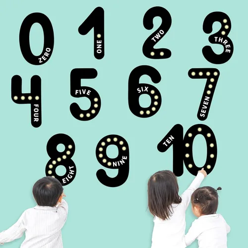 Vista 7 de Qyeahkj Tablón de anuncios de números gigantes, pósteres educativos de matemáticas para niños pequeños, maestros imprescindibles para el aula Negro