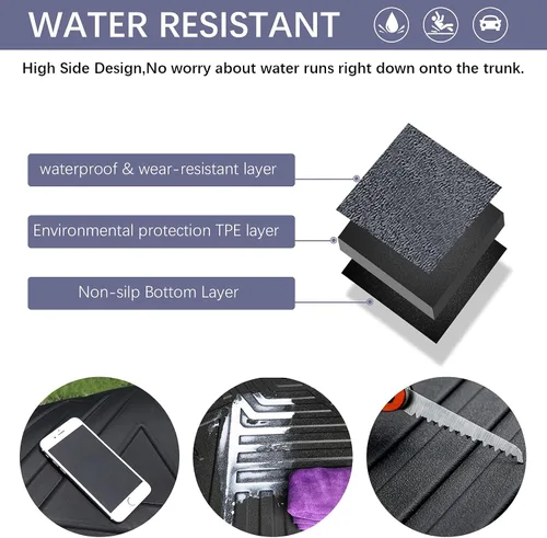 Vista 2 de Elsetyler Ajuste personalizado para revestimiento de carga 2010-2016 Cadillac SRX – Negro TPE para todo tipo de clima, resistente, impermeable
