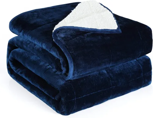 Vista 11 de Alomidds Manta con Peso para Adultos, Tamaño Twin 12 lbs Mantas con Peso, Manta Pesada con Forro Polar Suave y Brillante Reversible y Sherpa Cálido
