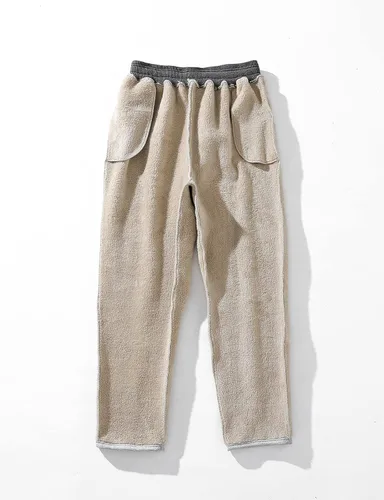 Vista 2 de HeSaYep Pantalones deportivos de forro polar para hombre, con forro de sherpa, pantalones cálidos de invierno, pantalones deportivos con bolsillos
