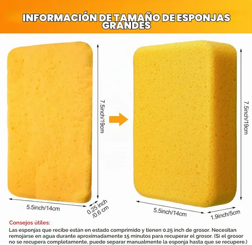 Vista 2 de Tioncy 6 esponjas grandes a granel de 7.5 x 5.5 x 1.9 pulgadas, lechada de espuma para lavado de autos, esponja de limpieza y lavado, espuma