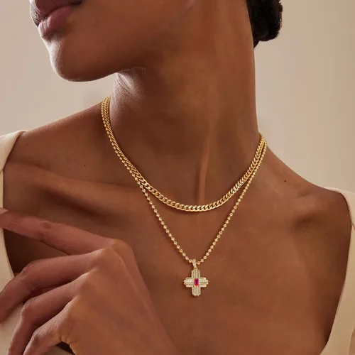 Vista 152 de Fettero - Collar con dije de cruz de fe, chapado en oro de 14 K, cadena fina, minimalista, simple, pequeña, para oración, regalo de joyería religiosa