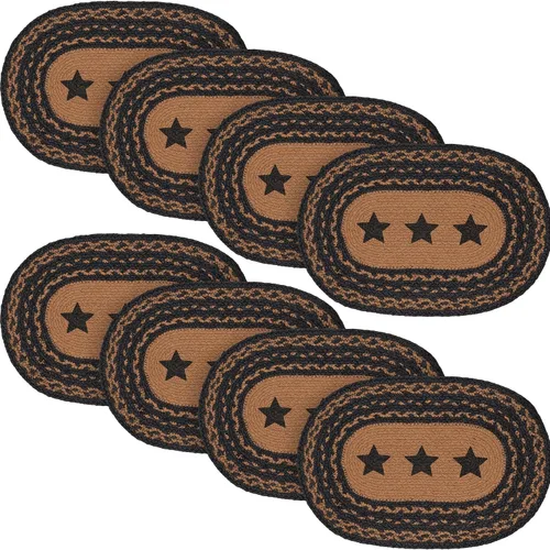 Vista 16 de VHC Brands Farmhouse Star - Mantel individual para mesa de comedor, yute trenzado, ovalado, negro tostado, 10 x 16 pulgadas