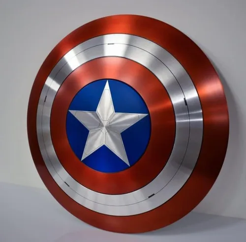 Vista 2 de Escudo del Capitán América Diseño Único Escudo de Acero Metal Cosplay y Juego de Rol Escudo Medieval Regalo de Navidad y Acción de Gracias, Multi