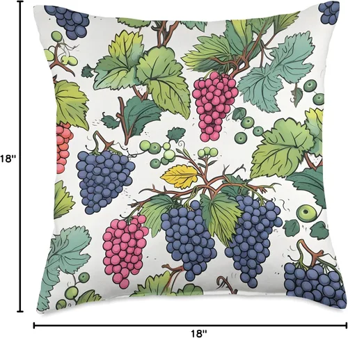 Vista 4 de Wine Whimsy Creatives Cheerful Bunches of Wine Grapes - Almohada de 18 x 18 pulgadas, multicolor
