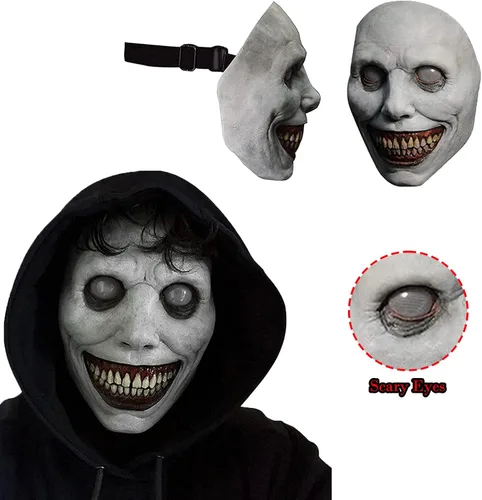 Vista 6 de Creepy Halloween Mask,Smiling Demon Scary Adults Masks Costume Creepy Cosplay Huanted House Props Halloween Party