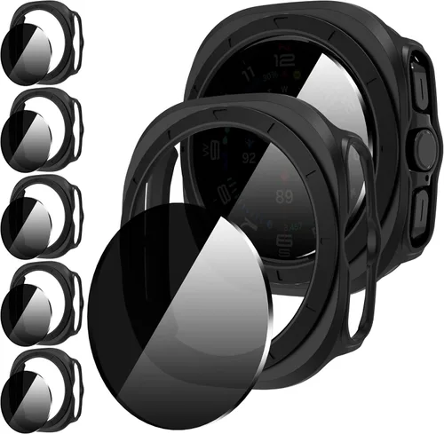 Vista 16 de Suoman 5+5 Pack para Samsung Galaxy Watch 7/8 Ultra 47mm (2024/2025) Estuche, Protector de pantalla de vidrio templado 9H + Funda protectora de PC