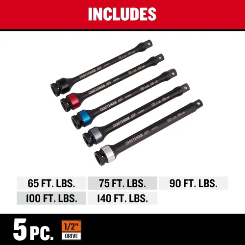 Vista 7 de CRAFTSMAN Extensión de par, automoción, juego de 5 piezas (CMMT98356)