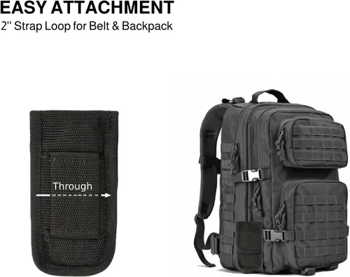 Vista 6 de Funda para cuchillo para cinturón, soporte táctico para cuchillo de bolsillo, bolsa de cinturón vertical u horizontal para cuchillo al aire libre