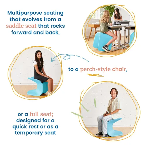 Vista 5 de ECR4Kids Wave Seat, 18in - 19.6in Altura del asiento, Taburete de percha, Cian