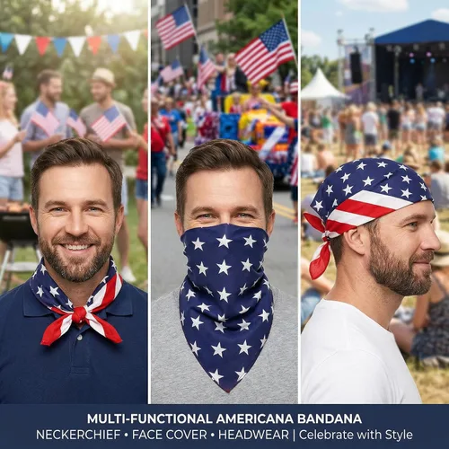 Vista 3 de Ardorchid Bandana Diadema de Bandera Americana Roja Blanca y Azul Diademas Patrióticas de EE.UU. para Hombres y Mujeres Bufanda de Cuello y Cara