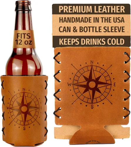 Vista 7 de Oowee - Fundas de cuero genuino para botellas, se adapta a botellas de cerveza de cuello largo de 12 onzas, soporte para botellas o abrazaderas