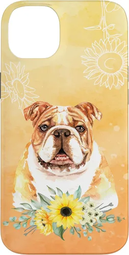 Vista 15 de iPhone 16 Cute English Bulldog Dog Bully - Sunflower Floral Flowers Case