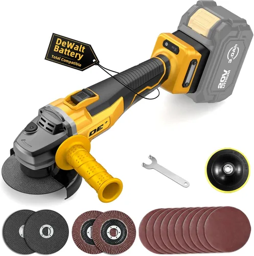 Vista 9 de Amoladora angular sin escobillas para batería Milwaukee M18, amoladora angular pequeña inalámbrica de 4 – 1/2 pulgadas con mango auxiliar, 10 lijas