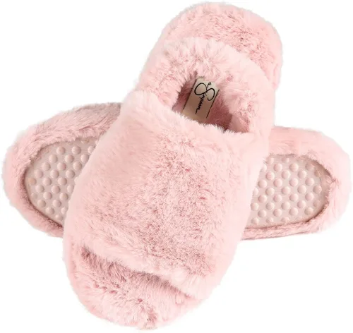Vista 3 de Jessica Simpson Unisex-Child Plush Faux Fur Slip on House Slippers with Memory Foam