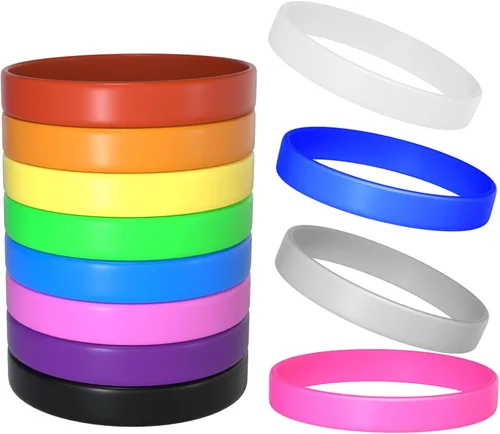 Vista 9 de Morcheiong 12 piezas de pulseras de silicona - Pulseras de goma en blanco de color negro para adultos y adolescentes, recuerdos de fiesta