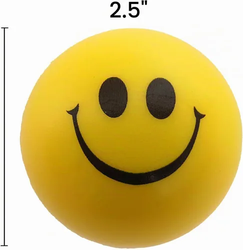 Vista 3 de Pelotas antiestrés esponjosas y esponjosas de cara sonriente (paquete de 12 piezas)