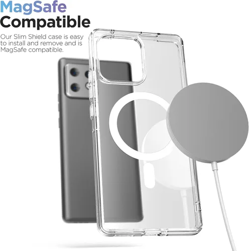 Vista 3 de Funda magnética para Motorola Edge Plus 2023, compatible con MagSafe, carga y accesorios de teléfono (Moto Edge + 2023), transparente