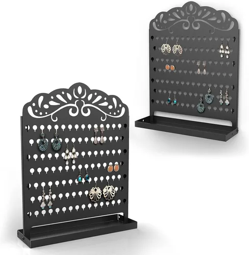 Vista 11 de Mango Steam Organizador de joyas y aretes de pared de perfil delgado (sirena, negro)