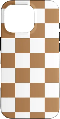 Vista 20 de iPhone 16 Checkered Checkerboard Indie Aesthetic Brown Coffee Beige Case