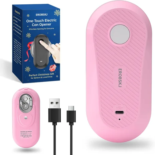 Vista 10 de Abrelatas eléctrico, abrelatas recargables para personas mayores y artritis, abrelatas automático de un solo toque, manos libres, borde liso