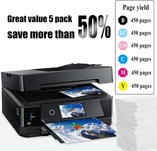 Vista 4 de NoahArk Paquete de 7 cartuchos de tinta remanufacturados T098 T099 para impresora Epson 98 99 para Artisan 700 710 725 730 800 810 835 837