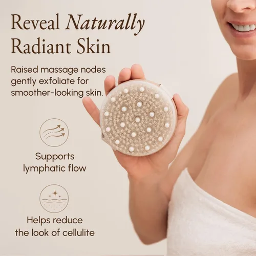Vista 3 de Cepillo corporal de cepillado en seco para drenaje linfático y celulitis Brustles naturales para cepillado húmedo y seco, cepillo exfoliante