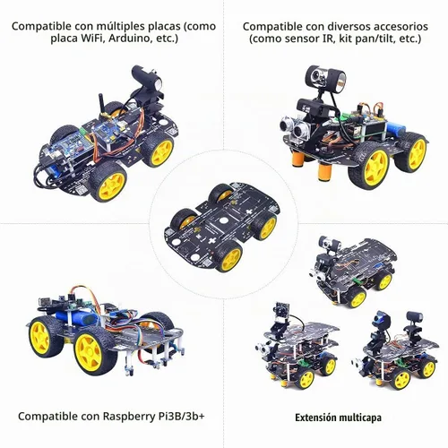 Vista 5 de Robot Chassis 4WD Robot Car Smart Chassis Kit con 4 TT Motor para Arduino/Raspberry Pi/Jetson Nano, Smart Robotic Car Chassis DIY Kit de aprendizaje