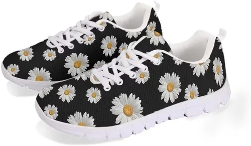 Vista 4 de Zapatillas de correr para mujer, antideslizantes, cómodas, con suela blanca, con cordones, ligeras