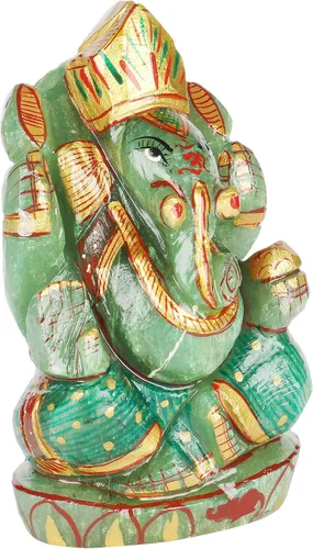 Vista 3 de Estatua de Ganesha tallada a mano de gemas reales, estatua de piedras preciosas de Ganesha, Estatua de Ganesha de inauguración de la casa 2857.00 Ct