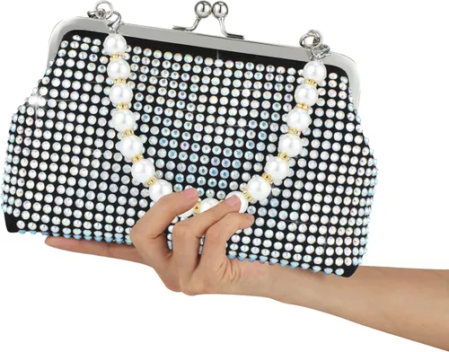 Vista 7 de Evevictor Bling Clutch Purse for Women, Rhinestone Crossbody Handbag, Shiny Evening Bags, Fashion Money Handbag